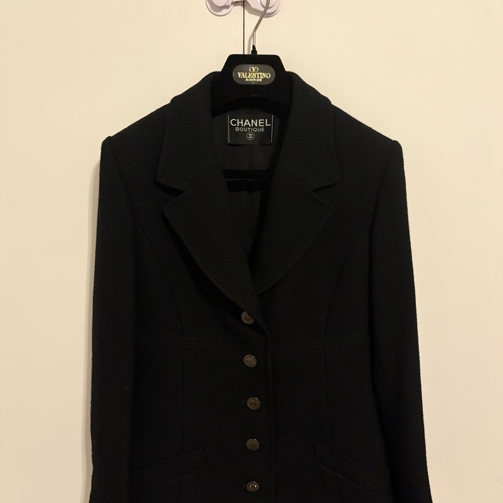 Chanel Black Wool Jacket and Skirt